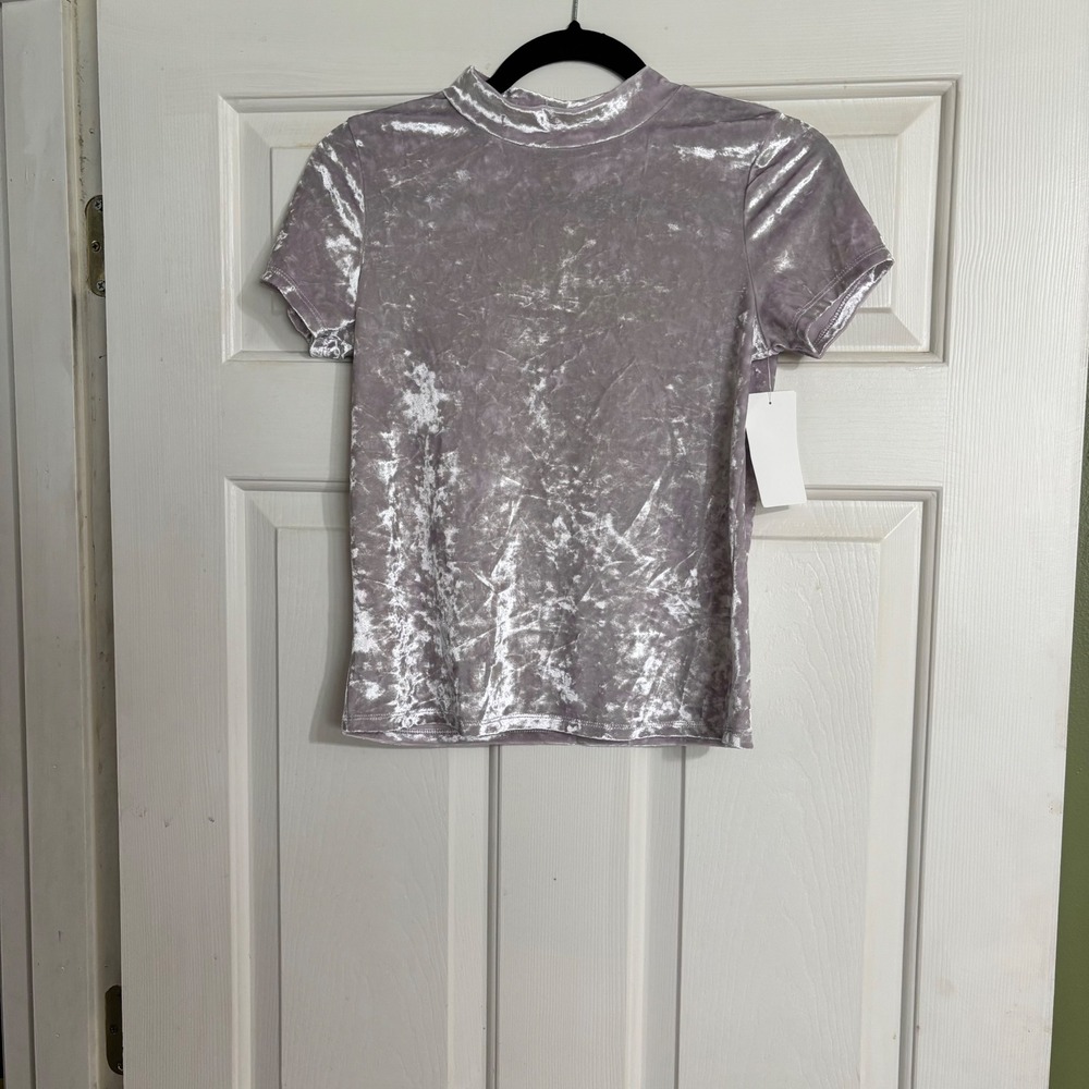 Nordstrom Velvet Top Girls XL 14/16 Lavender NWT Mock Neck Keyhole Back
